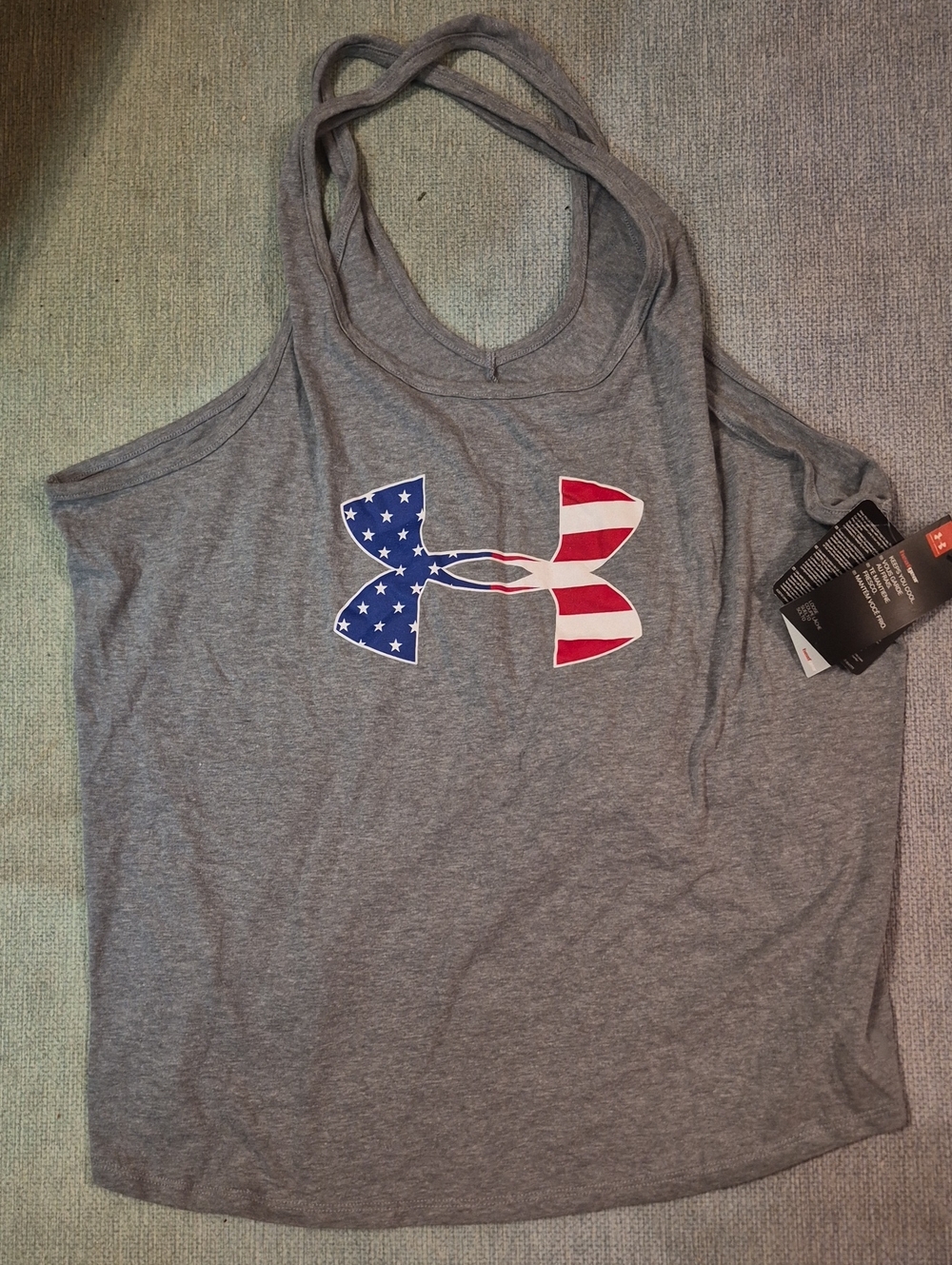 Under Armour Gray Tank Top with American Flag Logo